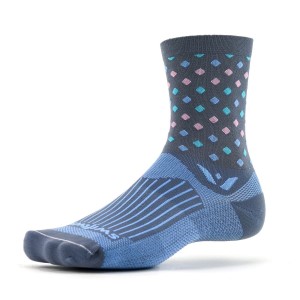 Swiftwick Vision 5 Inch Running/Cycling Socks - Razzle Grey/Light Blue