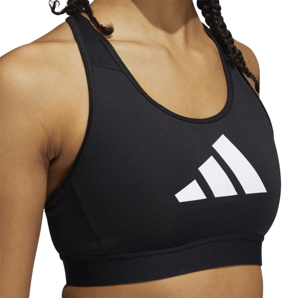 Adidas Don't Rest 3 Bars Womens Sports Bra - Black/Grey/White