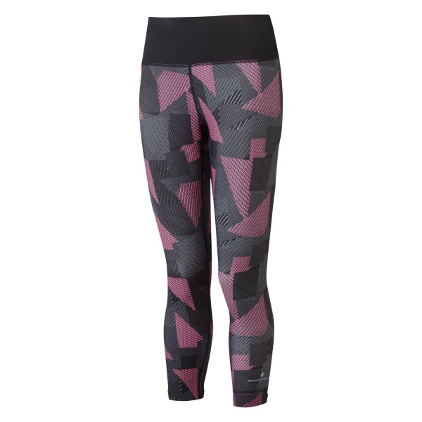 Ronhill Life Womens Training Crop Tights - Black/Hot Pink Laser