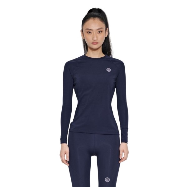 Skins Series-2 Womens Compression Long Sleeve Top - Navy Blue