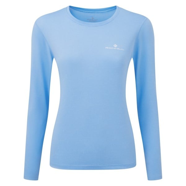 Ronhill Core Womens Long Sleeve Running T-Shirt - Cornflower Blue/Bright White