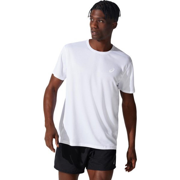 Asics Silver Mens Short Sleeve Running T-Shirt - Brilliant White