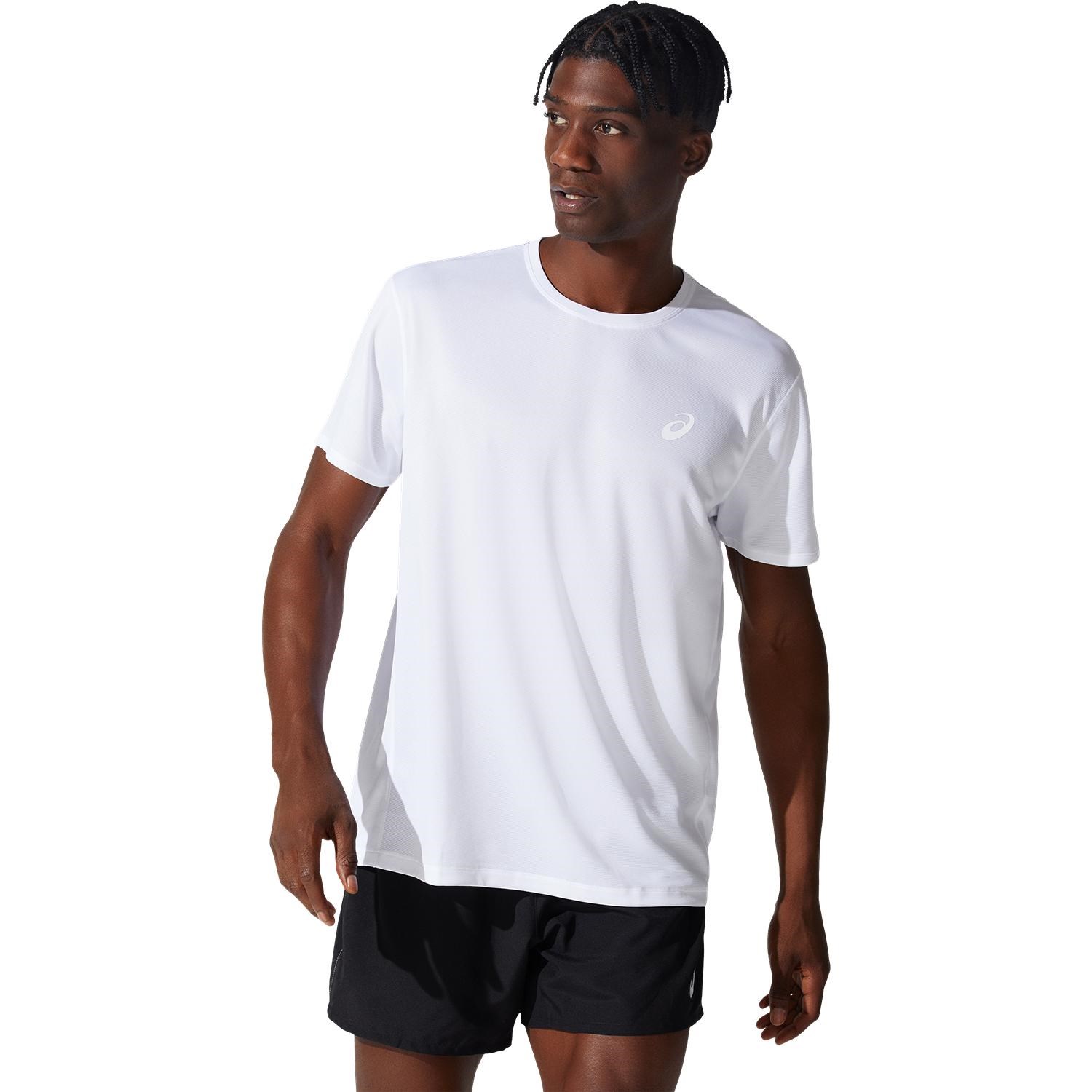 Asics Silver Mens Short Sleeve Running T-Shirt - Brilliant White ...