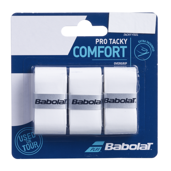 Babolat Pro Tacky Tennis Overgrip - 3 Pack - White