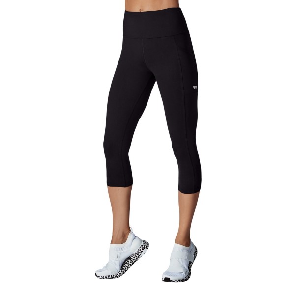 Running Bare Power Moves Ab Waisted Womens 7/8 Training Tights - Black