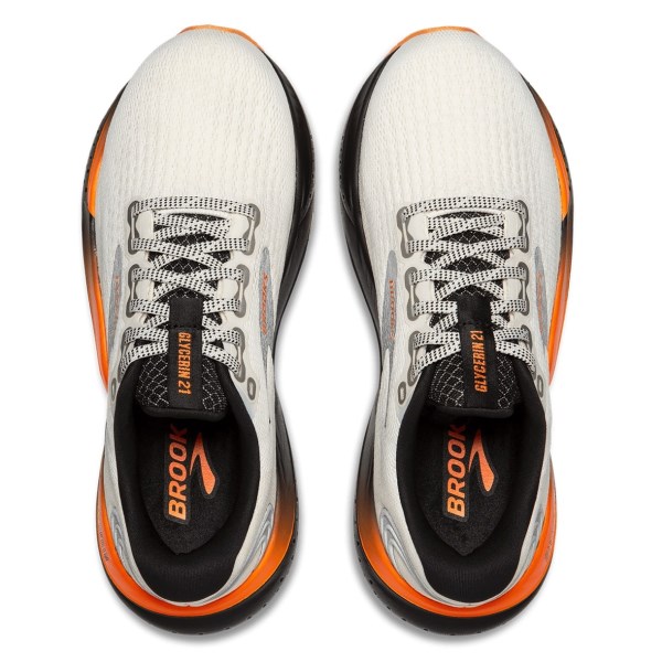 Brooks Glycerin 21 - Mens Running Shoes - Ecru/Orange/Black