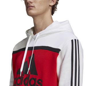 Adidas Essentials Logo Colourblock Mens Hoodie - White/Red