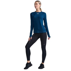 2XU Ignition Base Layer Womens Running Long Sleeve Top - Moonlight/White Reflective
