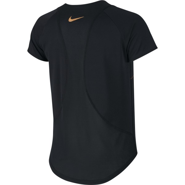Nike 10K Glam Womens Short Sleeve Running T-Shirt - Black/Metallic Gold