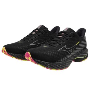 Mizuno Wave Rider 28 Energy In The Dark - Mens Running Shoes - Black/Silver/Sunny Lime