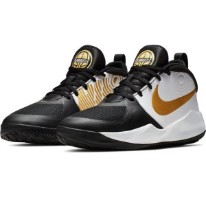 Nike Team Hustle D 9 GS - Kids Basketball Shoes - Black/Metallic Gold/White