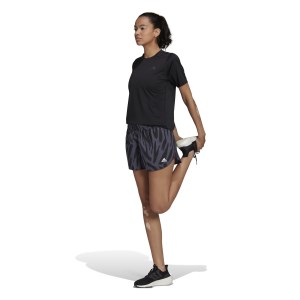 Adidas Run Icons 3 Bar Allover Print Womens Running Shorts - Shadow Navy/Black