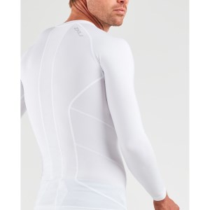 2XU Mens Compression Long Sleeve Top - White
