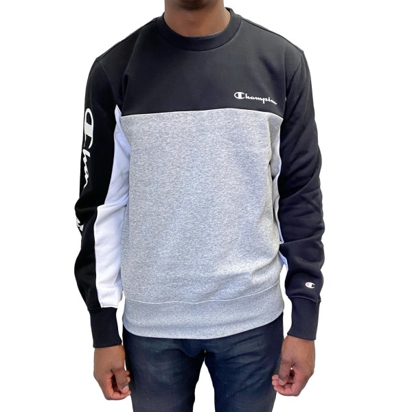 Champion Colour Block Crew Mens Sweatshirt - Black/Grey/White