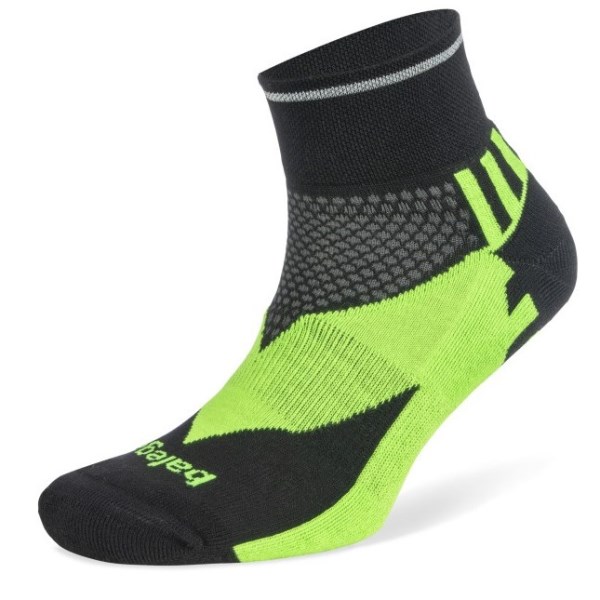 Balega Enduro Reflective Quarter Running Socks - Black/Neon Green