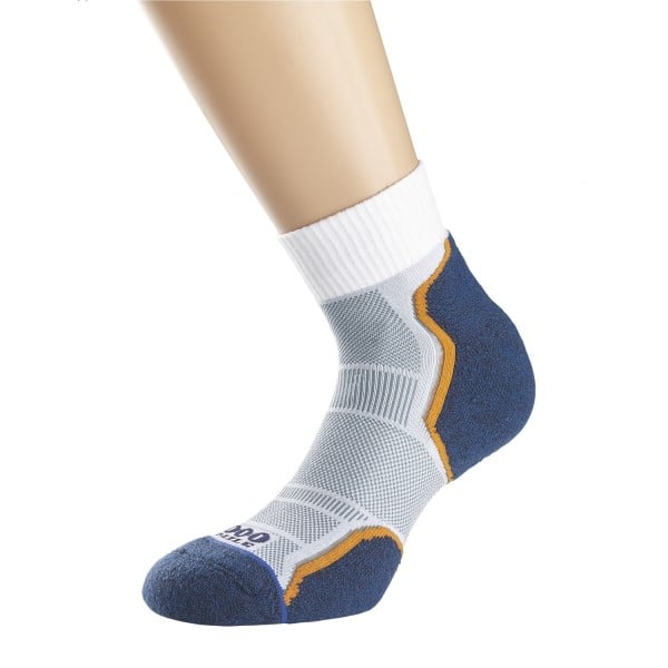 1000 Mile Breeze Anklet Mens Sports Socks - Double Layer Anti Blister - Grey/Navy/Orange Sock