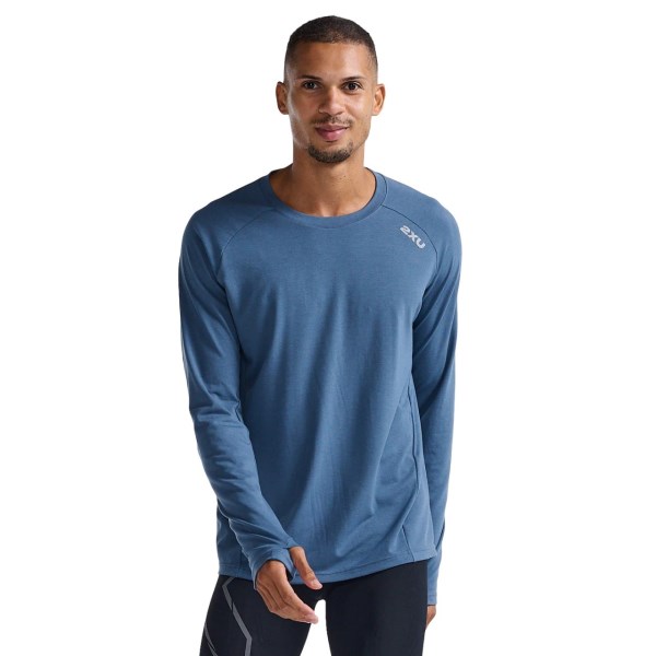 2XU Ignition Base Layer Mens Running Long Sleeve Top - Stormy/Silver Reflective