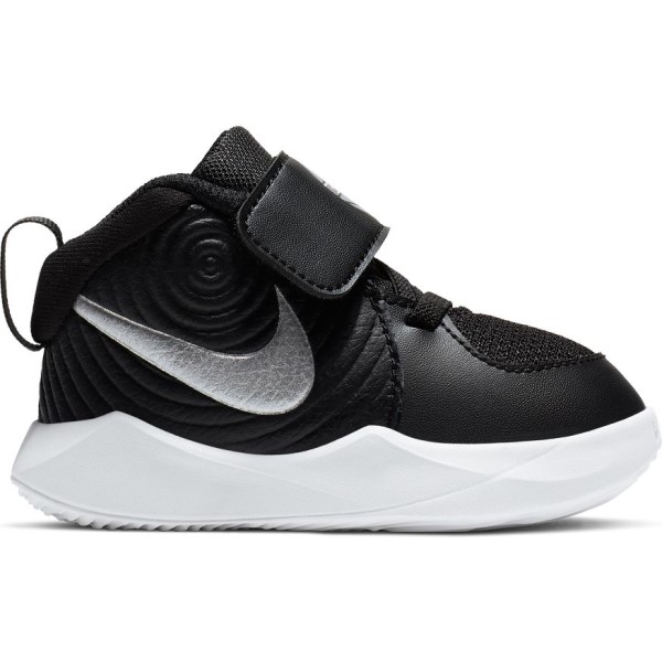Nike Team Hustle D 9 TD - Toddler Basketball Shoes - Black/Metallic Silver