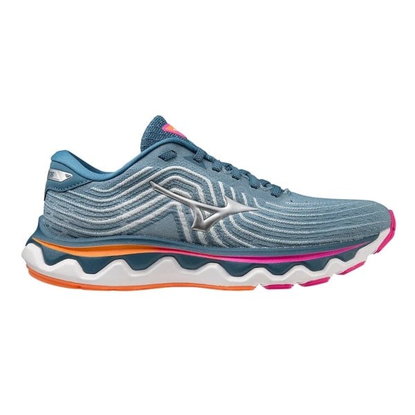 Mizuno Wave Horizon 6 - Womens Running Shoes - Blue Ashes/Silver/Neon Pink