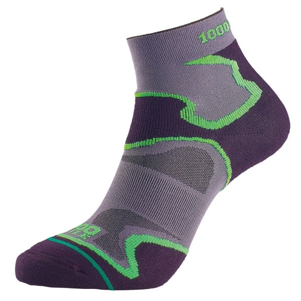 1000 Mile Fusion Anklet Mens Sports Socks - Double Layer, Anti Blister - Black/Green