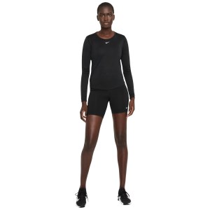 Nike Dri-Fit One Womens Long Sleeve Training T-Shirt - Black/White