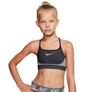 Nike Seamless Kids Girls Sports Bra - Black/Wolf Grey