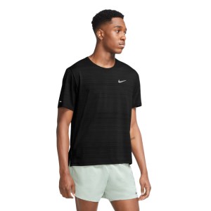 Nike Dri-Fit Miler Mens Running T-Shirt - Black/Reflective Silver