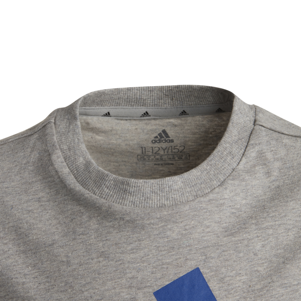 Adidas Essentials Logo Kids T-Shirt - Medium Grey/Heather/Bold Blue