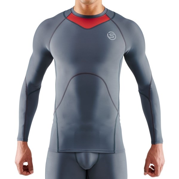 Skins Series-3 Mens Compression Long Sleeve Top - Charcoal