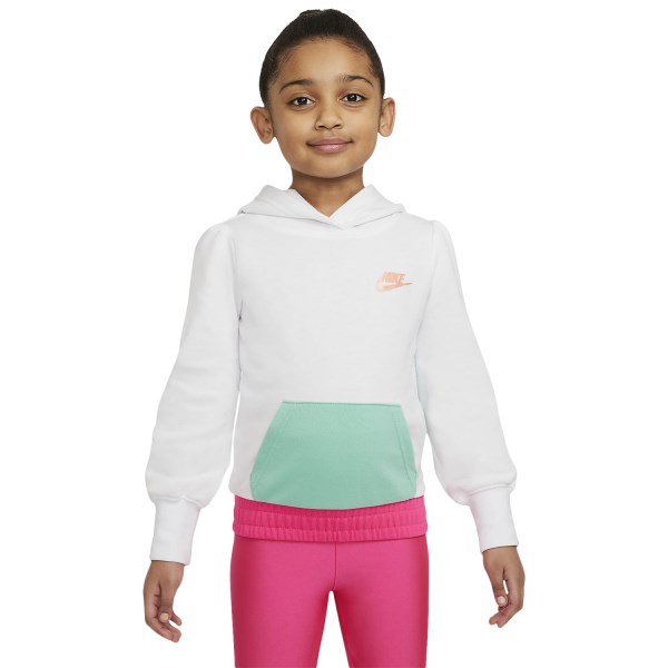 Nike French Terry Pullover Kids Girls Hoodie - White