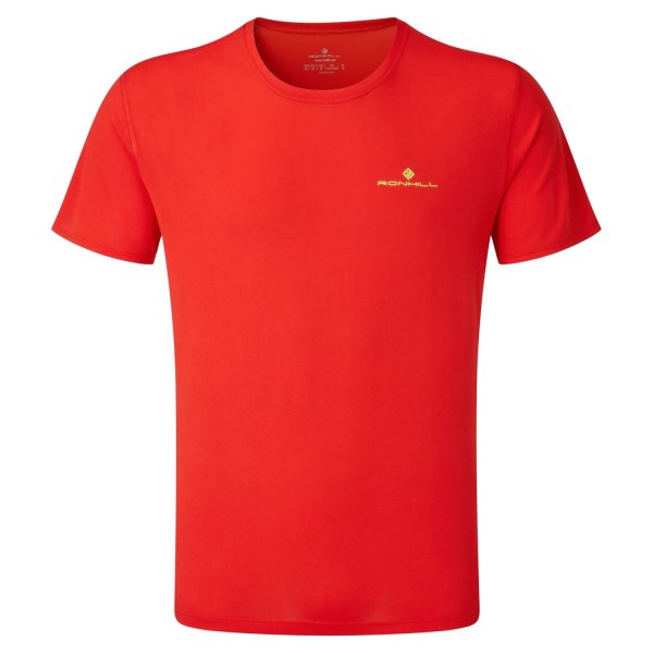 Ronhill Core Mens Short Sleeve Running T-Shirt - Flame/Fluo Yellow