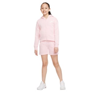 Nike Sportswear Club Fleece Full-Zip Kids Girls Hoodie - Medium Soft Pink/White