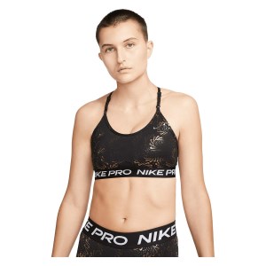 Nike Dri-Fit Pro Indy Strappy Sparkle Womens Sports Bra - Black/Dark Smoke Grey
