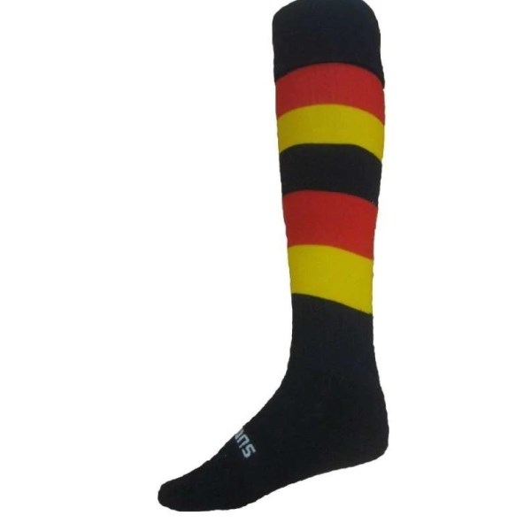 Thinskins Technical Football Socks - Adelaide Crows - Navy/Red/Gold Hoops