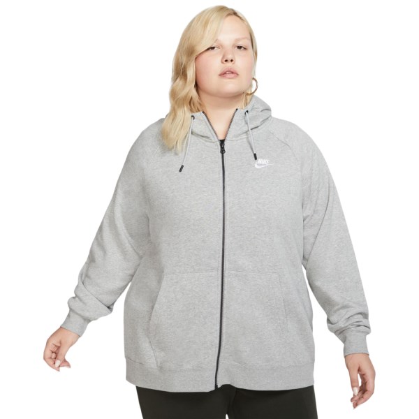 Nike Sportswear Essential Full Zip Womens Hoodie - Plus Size - Dark Grey Heather/White