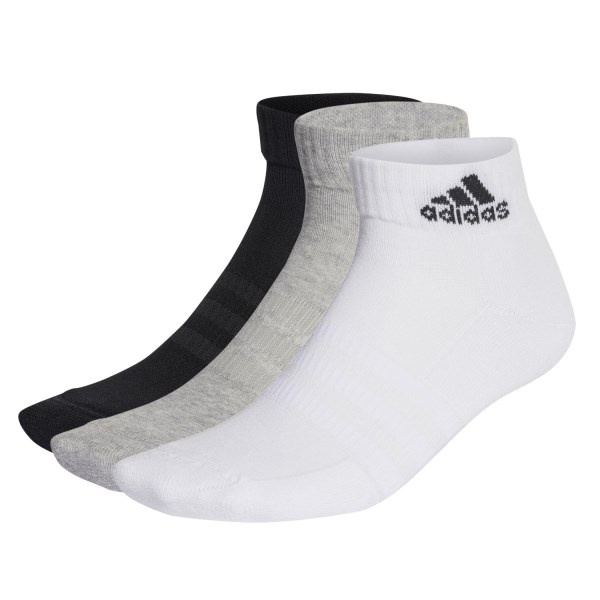 Adidas Cushioned Sportswear Ankle Socks - 3 Pairs - Medium Grey Heather/White/Black