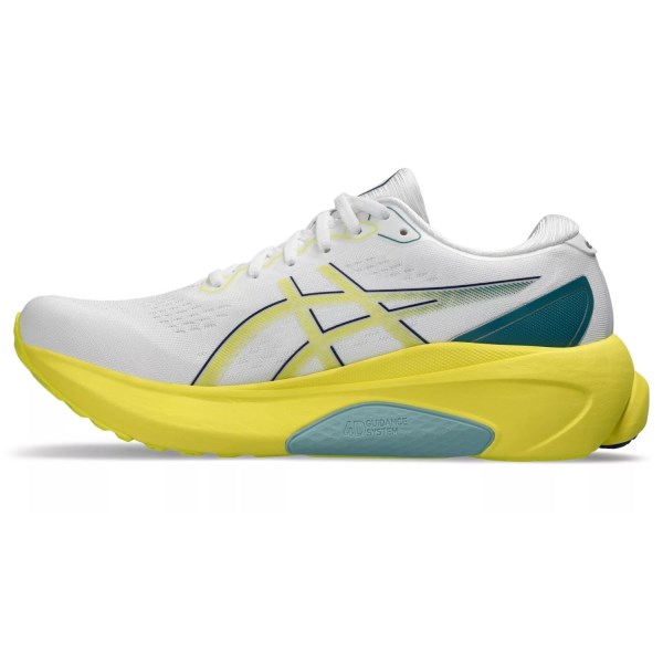 Asics Gel Kayano 30 - Mens Running Shoes - White/Bright Yellow