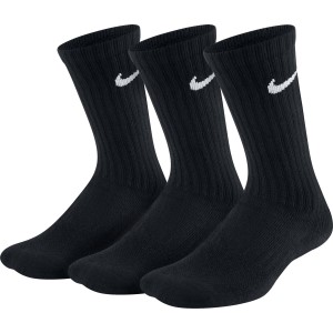Nike Performance Cushioned Crew Kids Training Socks - 3 Pack - Black/White
