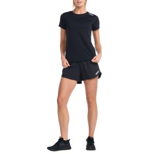 2XU Aspire Womens Running T-Shirt - Black/White