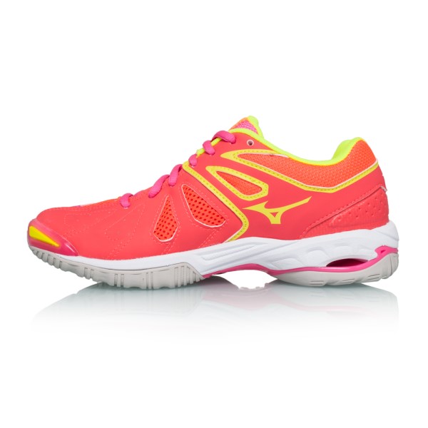 Mizuno Wave Phantom Netball - Womens Netball Shoes - Flash Coral/White/Pink
