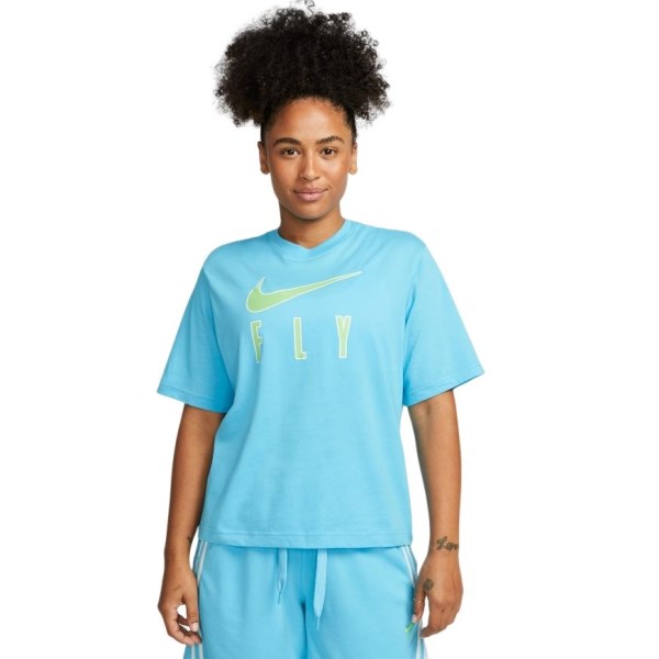 Nike Dri-Fit Swoosh Fly Boxy Womens Training T-Shirt - Baltic Blue