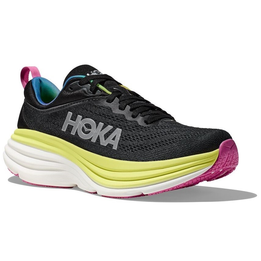 Hoka Bondi 8 - Womens Running Shoes - Black/Citrus Glow | Sportitude