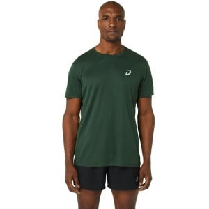 Asics Silver Mens Short Sleeve Running T-Shirt - Rain Forest